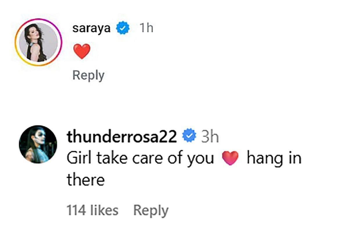 Saraya and Thunder Rosa show support for Cora Jade / Elayna Black on Instagram